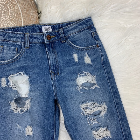 Emporio Armani Boys Denim Distressed Shorts - Picture 2 of 5